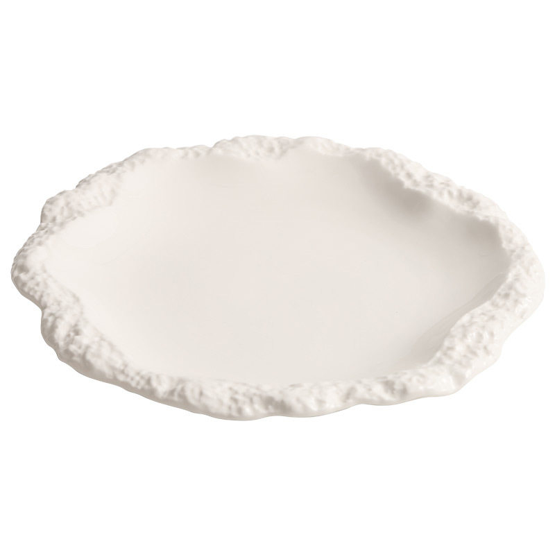 Rock Pattern Shallow Plate Ceramic Plate Household Dish Plate Special Skirt Round Plate Western Food Plate Hotel Tableware Plate Plate
