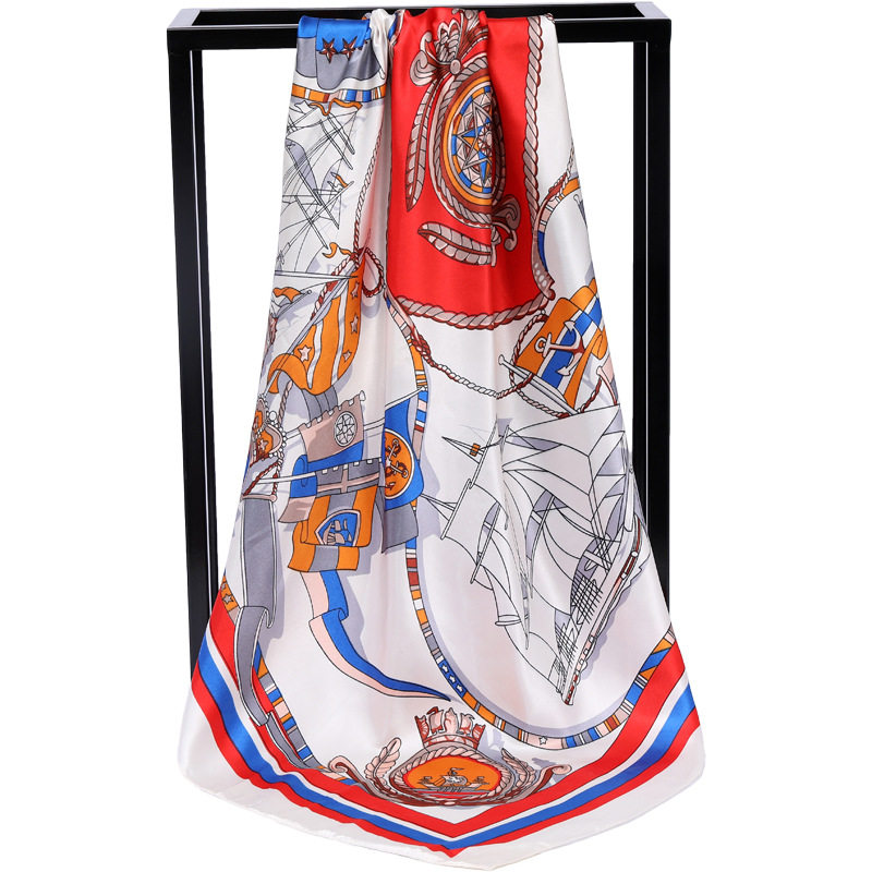 Imitation Silk Square Silk Satin Scarf Women's Summer Thin Shawl 90cm Large Square Mother's Gift Scarf
