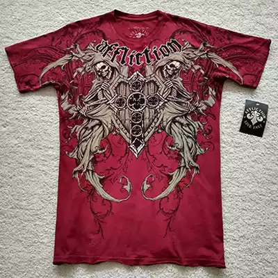 Foreign trade gothic dark style T-shirt street Harajuku tide top short sleeve affliction tshirt