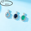 White gold plated full diamond oval copper pendant holder air holder DIY inlaid jadeite huaz diamond simulation 925 silver pendant holder