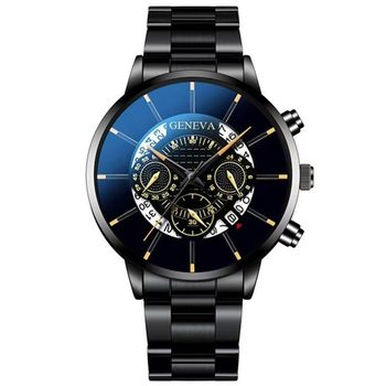 Cross-Border New Geneva Watch Men's Steel Band Watch Fashionable Calendar Quartz Leather Strap Men's Wholesale Large Dial