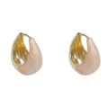 No. 65 pink - oil drop-shaped earrings (thick real gold plating