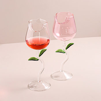 Online celebrity ins style creative rose red wine glass wholesale high-end light luxury glass wine glass goblet suit