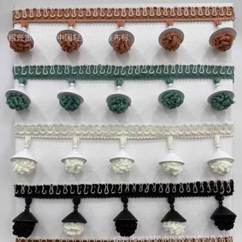 New French-Style Vintage Wood Pine Nut Decoration High-End Curtain Lace Accessories Handmade Small Fragrant Tassel Retro