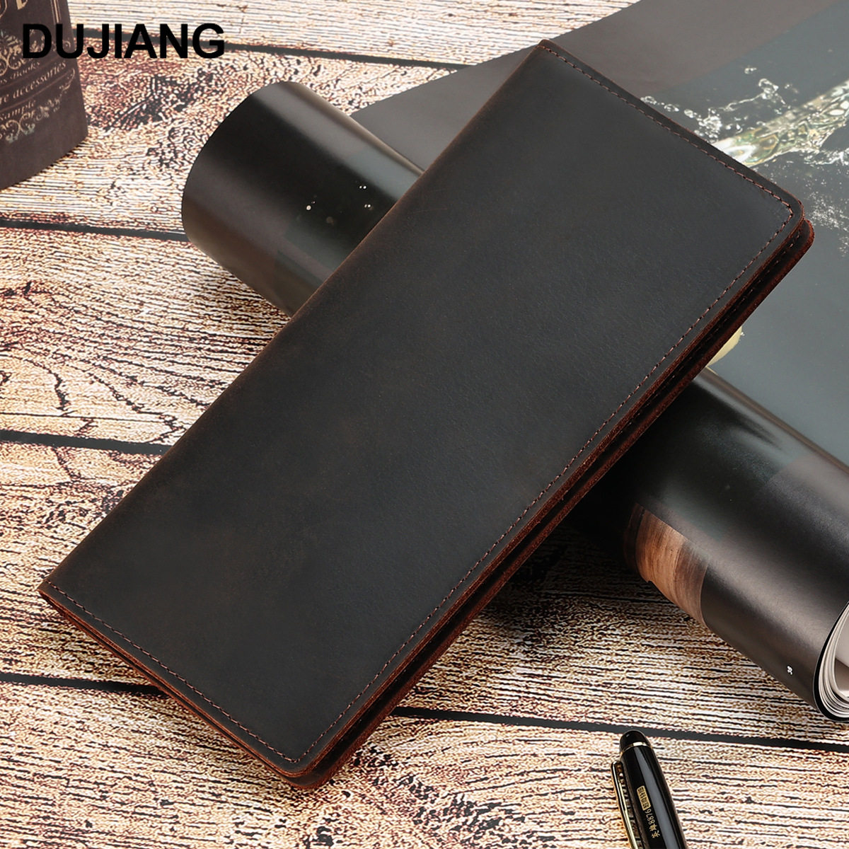 Dujiang Men's Genuine Leather Wallet Multifunctional Coin Purse First Layer Cowhide Clutch Bag Men's Bag Cross-Border Best-Selling Model