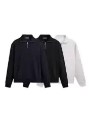 Pb&Za Cross-Border Foreign Trade New Men's Clothing Personalized Basic Half-Zip Slim Straight Sweatshirt 0761311