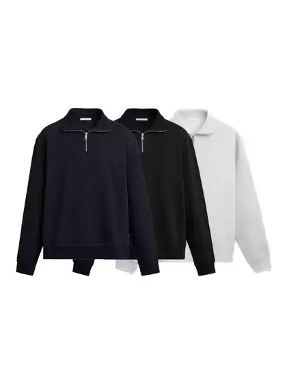 Pb&Za Cross-Border Foreign Trade New Men's Clothing Personalized Basic Half-Zip Slim Straight Sweatshirt 0761311