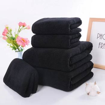 Black Towel Bath Towel Strong Absorbent Hair Dyeing and Dirt Resistant Black Towel for Hair barber Thickened Hair-free Wash Towel Bath Towel