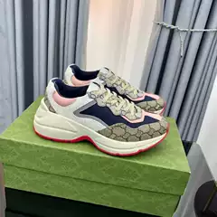 New Genuine Leather Air Cushion Daddy Shoes Platform Sole Vintage Casual Colorblock Printed Couples Sports Women's Shoes Trendy