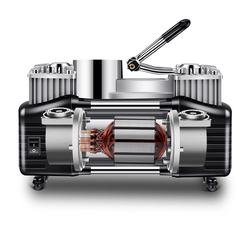 Vehicle-Mounted Air Pump Vehicle-Mounted Metal Double-Cylinder High-Pressure High-Power Portable Off-Road Vehicle Tire Electric Air Pump