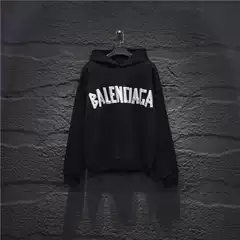 Cross-Border Dropshipping Correct Version of Paris B's New Autumn and Winter Style Tape Direct Spray Printed Hooded Sweatshirt Couple Style