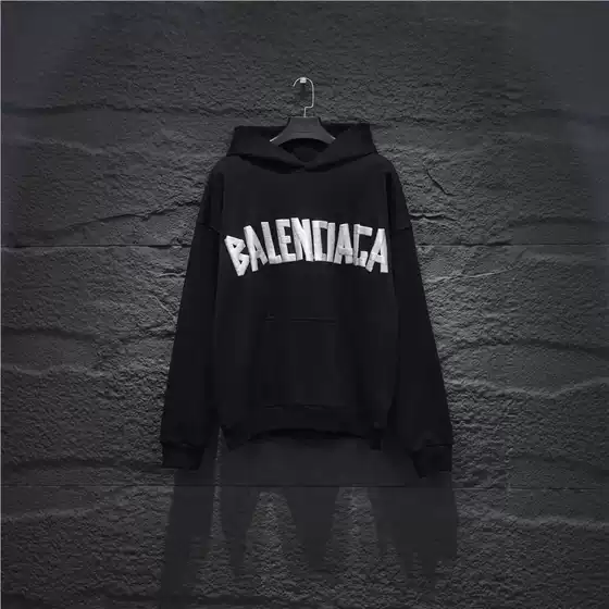 Cross-Border Dropshipping Correct Version of Paris B's New Autumn and Winter Style Tape Direct Spray Printed Hooded Sweatshirt Couple Style