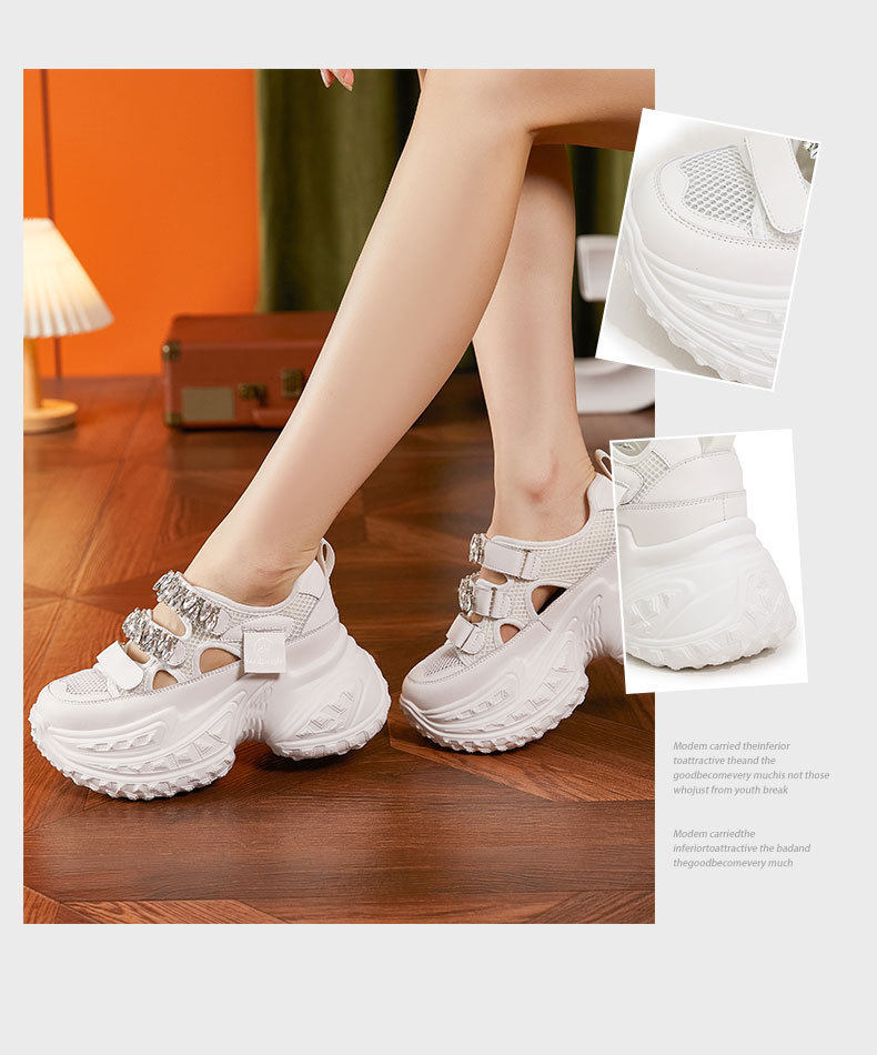 Dép sandal nữ đế dày quai chữ V đơn giản — Bạc, Trắng chi tiết 3