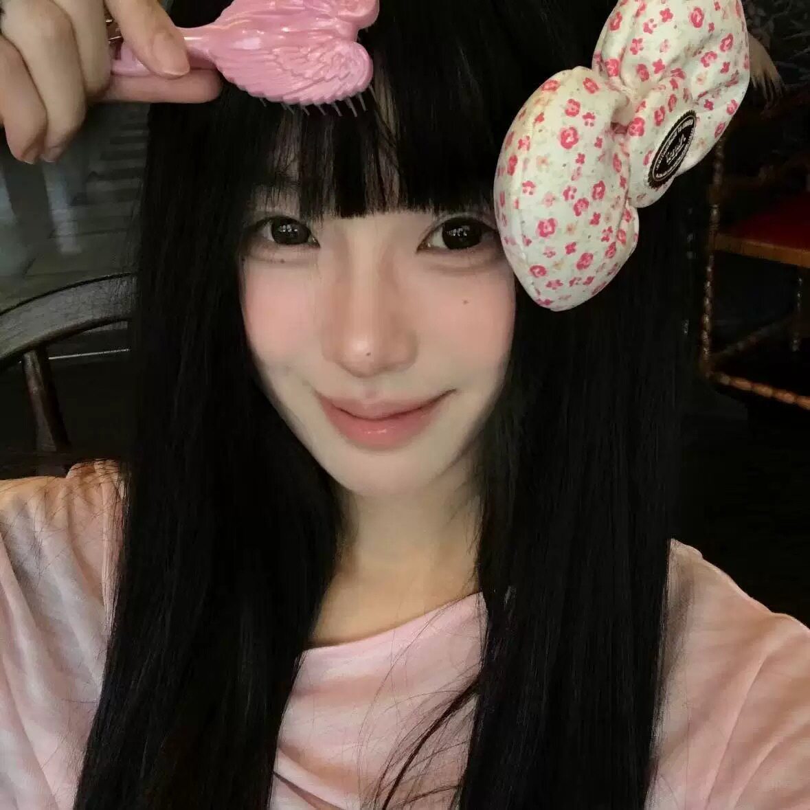 粉色碎花春夏氛围蝴蝶结发夹高颜值百搭少女边夹大蝴蝶结发饰