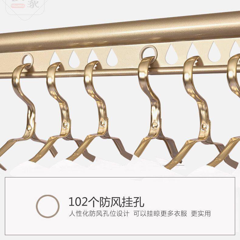 Adjustable Clothes Drying Rack for Balcony, Manual Double-Rod Clothes Drying Rod, Indoor Household Automatic Folding Quilt Drying Rack, Manual Clothes Hanger