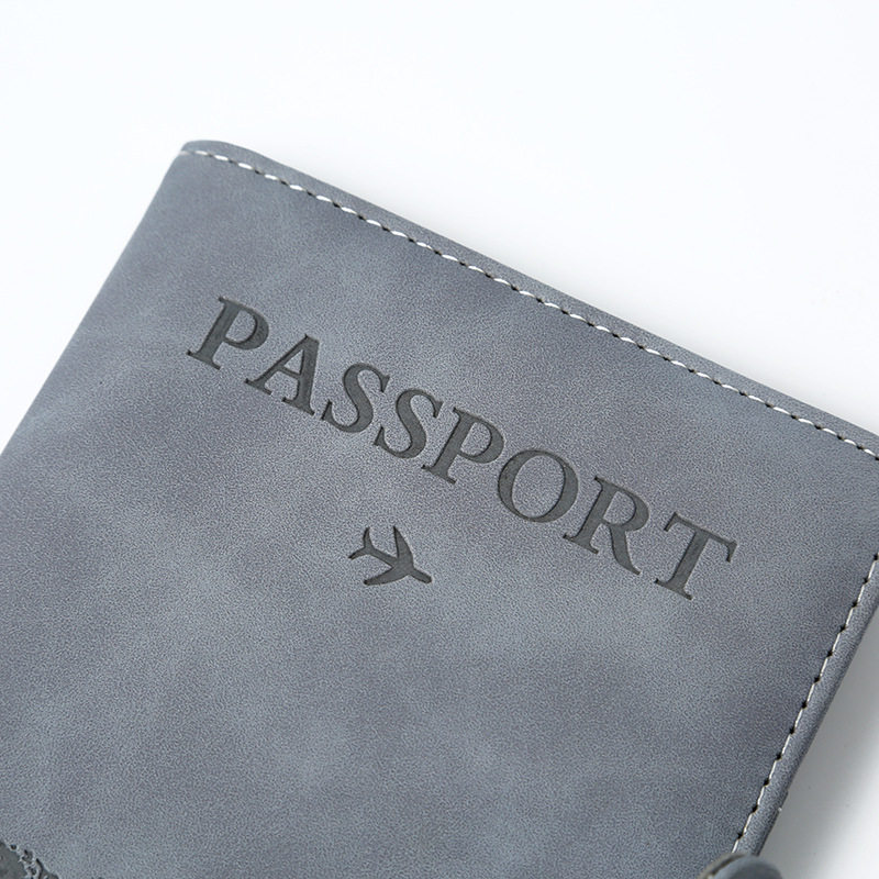 Ready-Made Pu Magnetic Buckle Rfid Passport Holder with Printable Pattern, Multifunctional Waterproof Anti-Theft Anti-Magnetic Ticket Holder Card Case