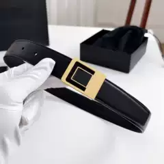 High-End Retro Hong Kong-Style Belt with Hollow Smooth Square Buckle, Women's Belt with Jeans and Dress to Tighten the Waist