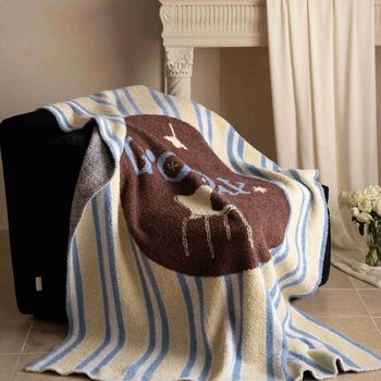 2025 New High-Quality Multifunctional Knitted Half-Side Plush Blanket Casual Blanket Studio Shooting High-End Plush Blanket
