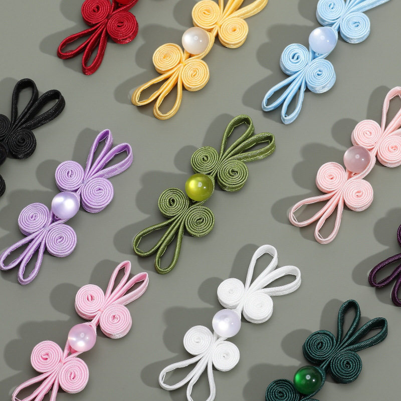 Hengmeihe Class B cheongsam jade beads rabbit ear buckle button new Chinese hand-woven button Hanfu decorative accessories