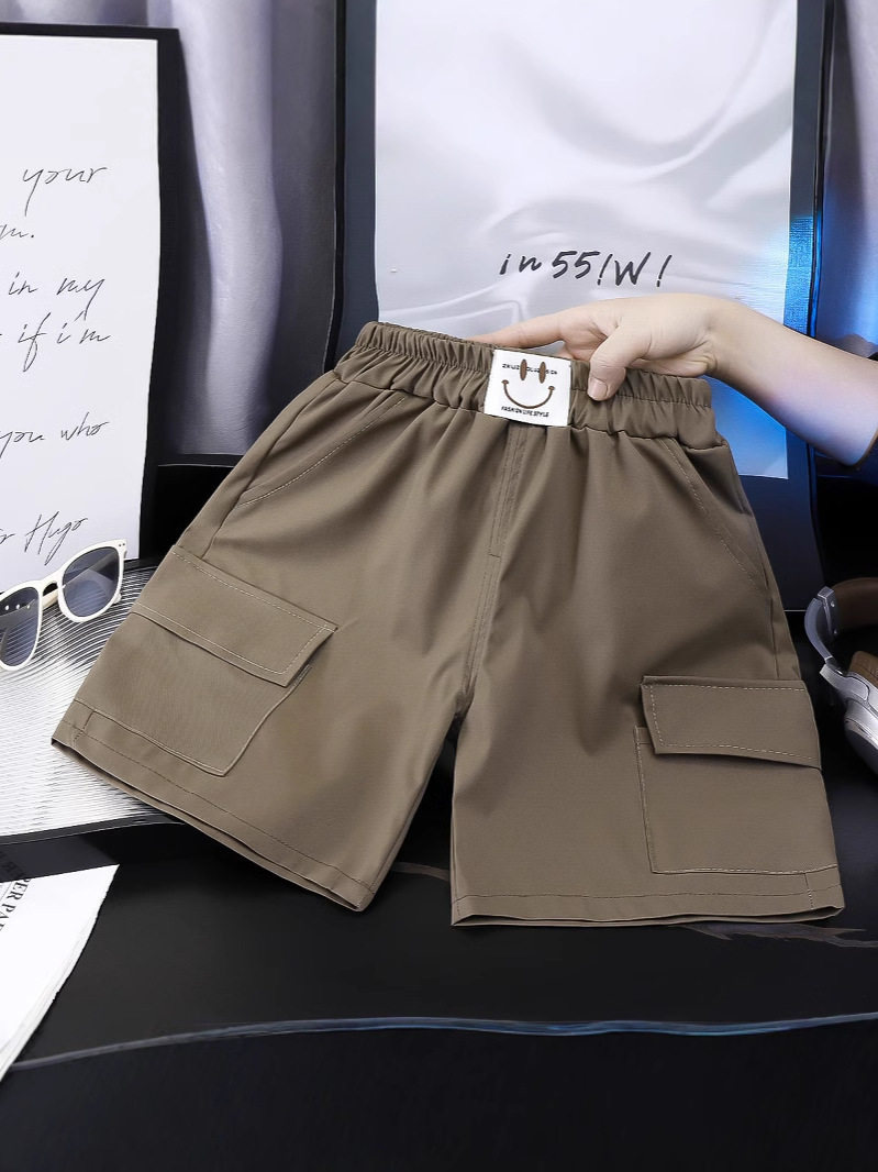 Boys' Summer Shorts, Thin New Style, Big Kids Casual Multi-Pocket Loose Five-Inch Cargo Shorts