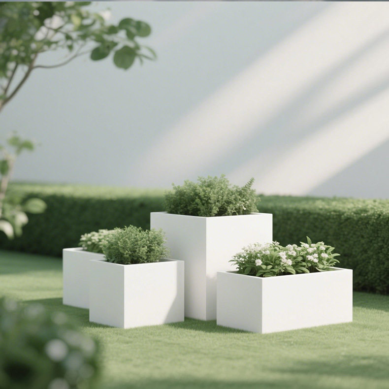 Outdoor Stainless Steel Flower Box Balcony Finished Flower Trough Commercial Street Iron Flower Bed Courtyard Partition Outdoor Flower Pot