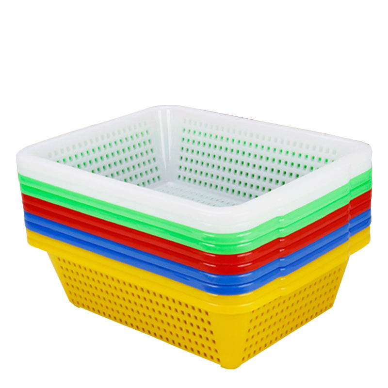 Thickened Rectangular Plastic Square Screen Household Vegetable Basket Vegetable Washing Draining Basket Large Distribution Basket Storage Basket