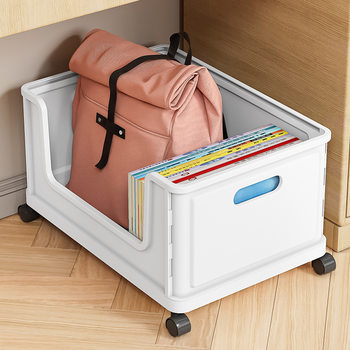 Plastic Storage Box Foldable Movable Storage Box Student Dormitory Movable Wheeled Toy Sundries Organize Box