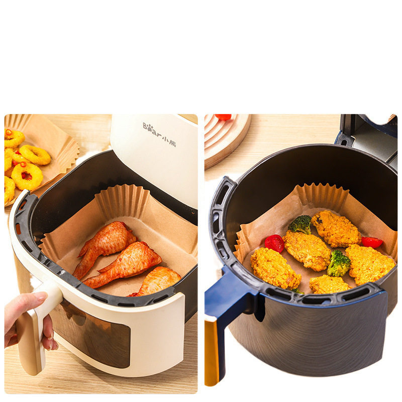 Air Fryer Special Paper Oven Oil-Absorbing Pad Paper Household Food Oil-Proof Bowl High Temperature Resistant Square Baking Silicone Paper