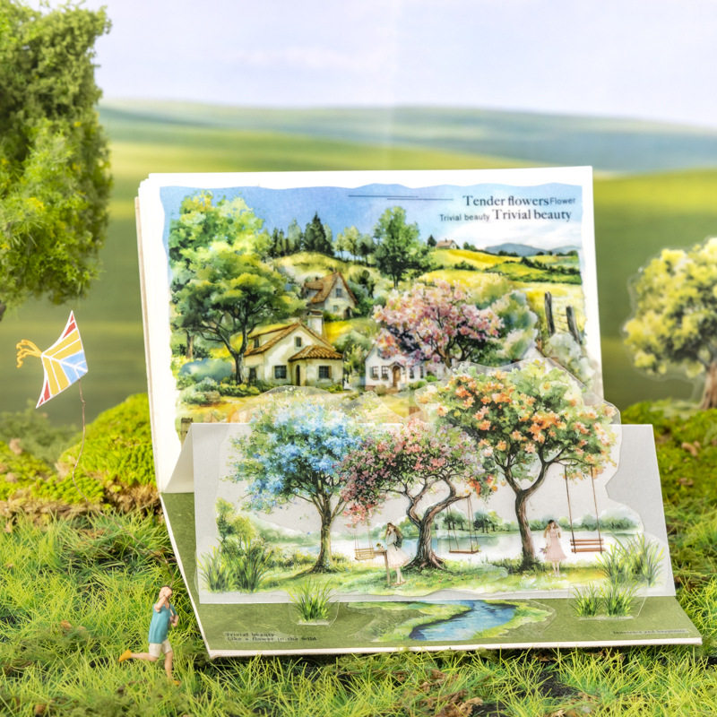 Ketchup Plant Landscaping Pet Tape, a Tree's Scenery, Small Fresh Material, Kidsren's Handbook DIY Collage