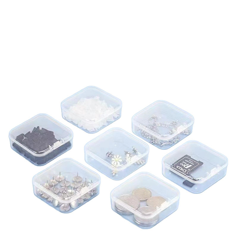 Creative Small Square Jewelry Storage Box Earrings Small Rubber Band Mini Digital Components Plastic Storage Box Portable Manicure
