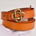 Circular antique leather gold buckle + earthy yellow