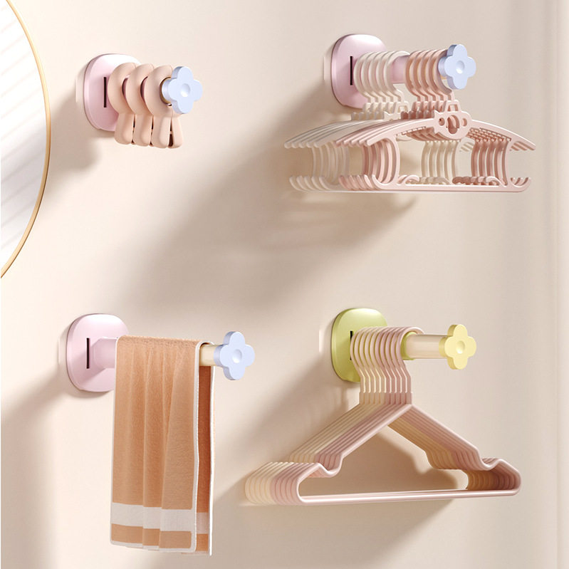 Expandable Clothes Hanger Storage Solution for Home Balcony, Wall-Mounted Clothes Rack, No-Drill Organizer for Hanging Rods and Cleaning Cloths