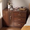 Mobile bedside table with lock, simple and modern home bedroom bedside storage small cabinet locker simple locker