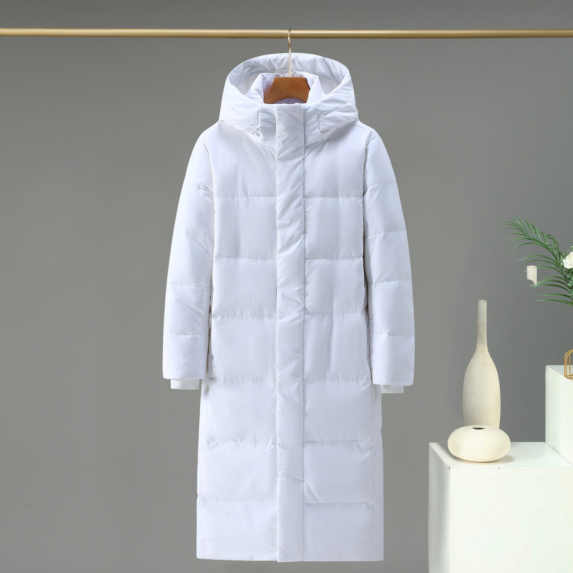 跨境批秋冬新品情侣同款长款过膝羽绒服男中戏女宽松休闲保暖外套