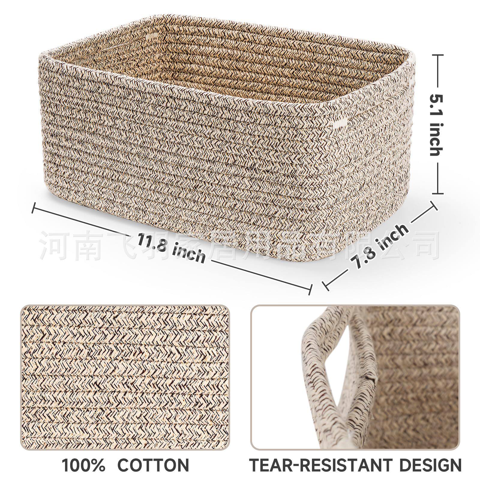 Source Manufacturer Square Cotton Rope Small Basket Holiday Gift Basket Family Small Items Storage Basket Square Bottom Small Basket