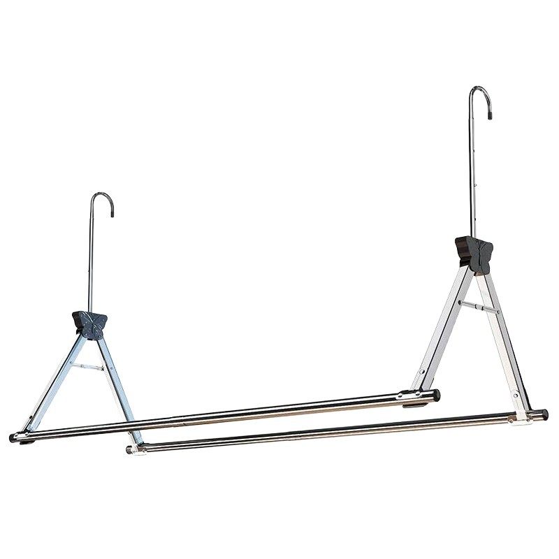 Telescopic Clothes Drying Rod for Balcony, Adjustable Height, No-Drill Clothes Rack, Stainless Steel Drying Rack for Quilts and Clothes