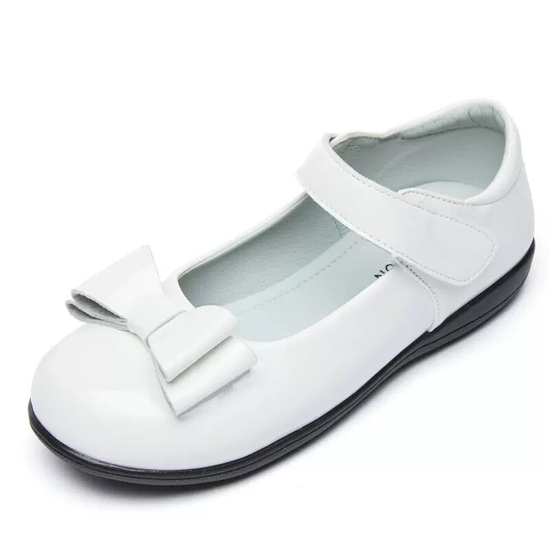 Girls White Shoes Children's Leather Shoes Black Single-layer Shoes White Princess Shoes Large Children's Baby Soft Sole