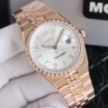 Men's rose gold steel white plate diamond ring-40mm