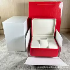 Red Flip-Top Watch Gift Box Pu Leather Watch Storage Box Lined with Velvet Display Box Suitable for Omg Watches