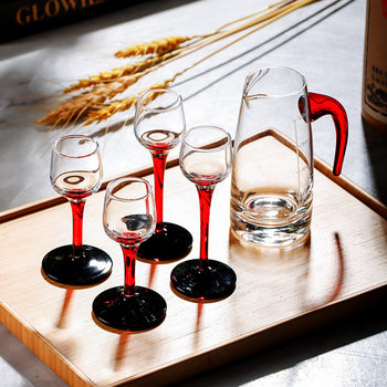New red and black white wine glass household suit 100ml wine separator crystal glass seven-word handle pouring wine pot