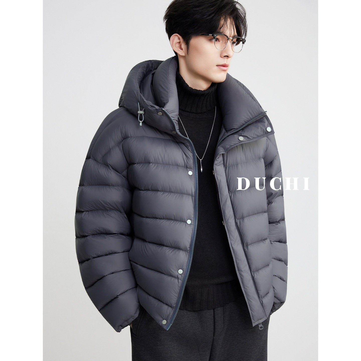 90% White Goose down 219g Hooded down Jacket Men's 2025 Winter New Stereo Turtle Back Warm Outdoor Jacket