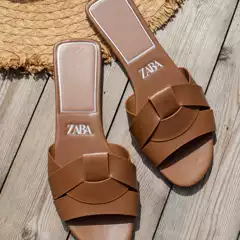 Za Cross-Border Large Size 2024 Summer New Slippers Foreign Trade Cross-Over Flat Simple Versatile Slippers Flat Heel