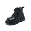 First-Layer Cowhide Versatile Boots 2025 Autumn and Winter New Style British Style Fashion Short Boots for Boys and Girls Low-Cut Cotton Boots