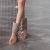 2025 New Wedge Heel Inner Heightening Sandals Women's Roman Shoes French Short Boots Summer Boots Thong Flat Sandals
