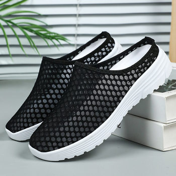 Women's Summer Slippers, Cross-Border Large Size Breathable Mesh Shoes, Soft-Soled Slip-On Casual Shoes, Factory Direct Delivery