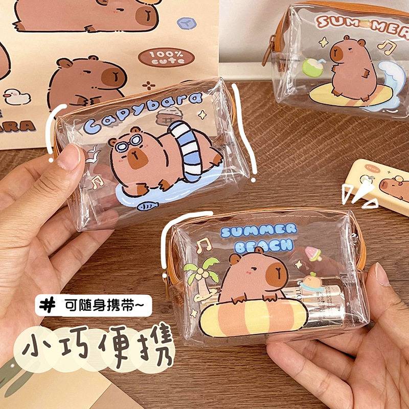 Kapibala Coin Purse Cute Capybara Coin Storage Bag Student Transparent Coin Bag Pvc Mini Small Purse