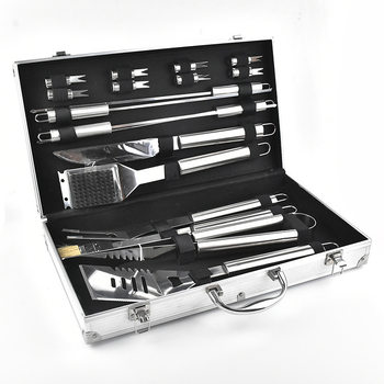 Aluminum Box Barbecue Tool Set Stainless Steel Outdoor Grill Knife and Fork Shovel Clip Sweep Cross-border Supply BBQ Grill Ready Stock
