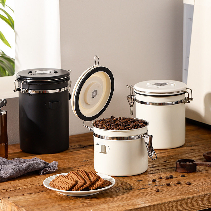 Korean 304 Stainless Steel Coffee Sealed Canister Cat Food Preservation Box Dry Goods Tea Milk Powder Dried Fruit Milk Tea Shop Storage