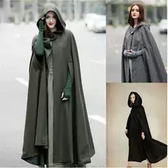Aliexpress Amazon Independent Station European and American Five-Color Hooded Shawl Extra Long Cape Jacket Women's Coat