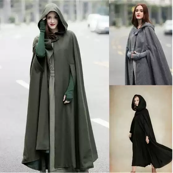 Aliexpress Amazon Independent Station European and American Five-Color Hooded Shawl Extra Long Cape Jacket Women's Coat